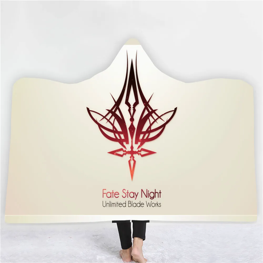 Одеяло с капюшоном 3D принтом флисовое постельное белье рисунком аниме Fate Stay Night