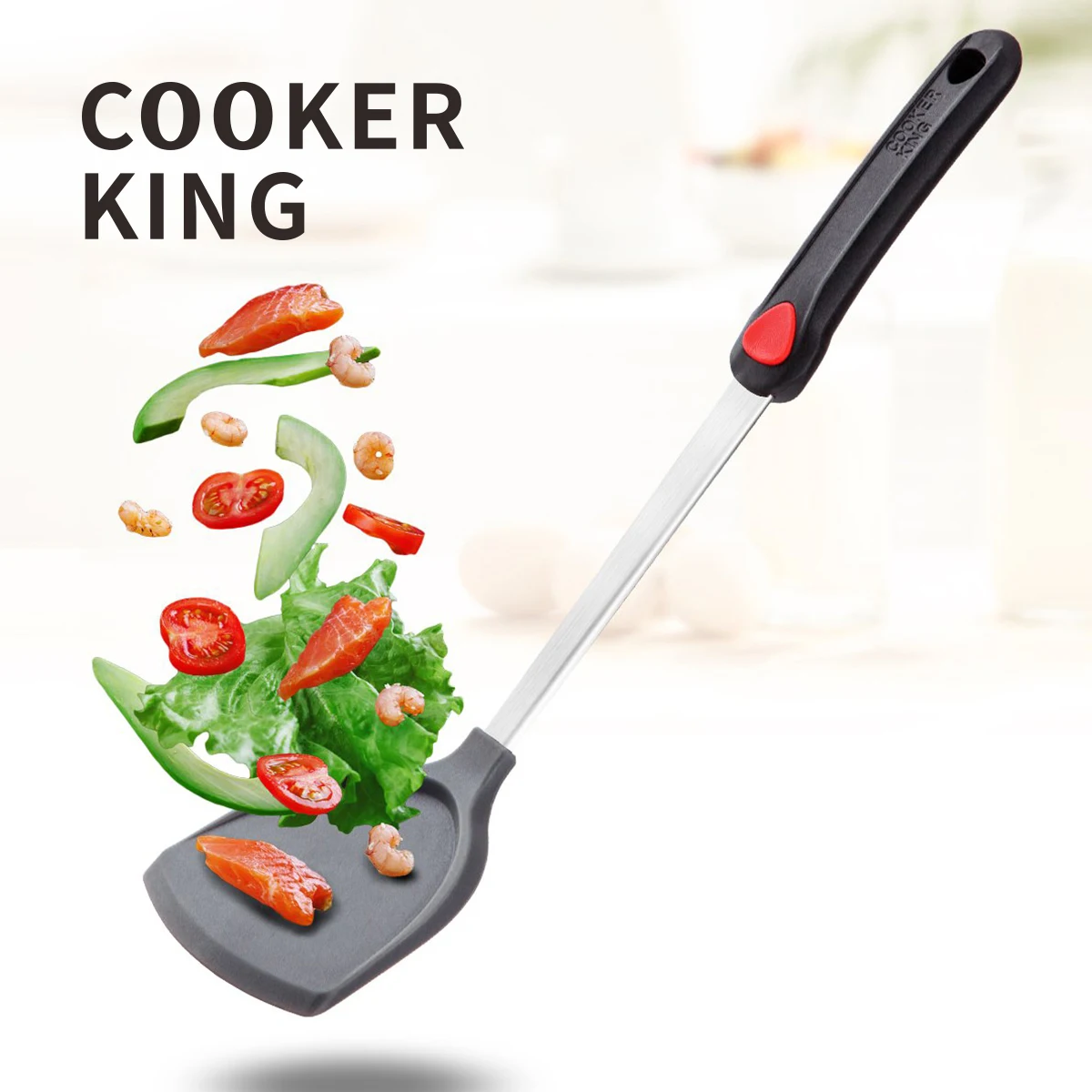 Антипригарный силиконовый шпатель и ложка COOKER KING набор кухонной посуды пищевого