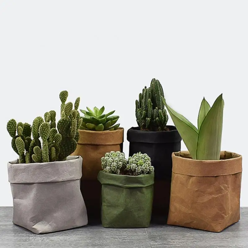 

Reusable Mini Succulents Planter Pot Washable Paper Flowerpot Eco-friendly Desktop Flower Pots Multi-use Home Storage Bag