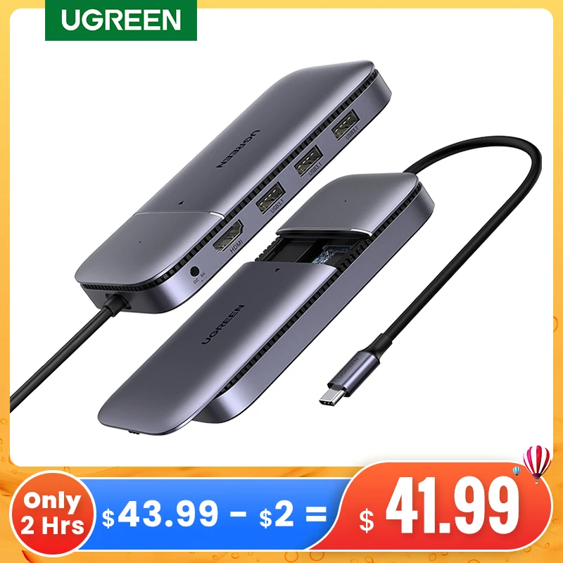 UGREEN USB C HUB Type 3 1 to M.2 B Key HDMI 4K 60Hz 10 Гбит/с Splitter для MacBook Pro HUB|USB-хабы| |