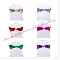 50pcs spandex chair sashes decoration chair bands with buckle hotel wedding chair covers strech lycra chair ties gold silver