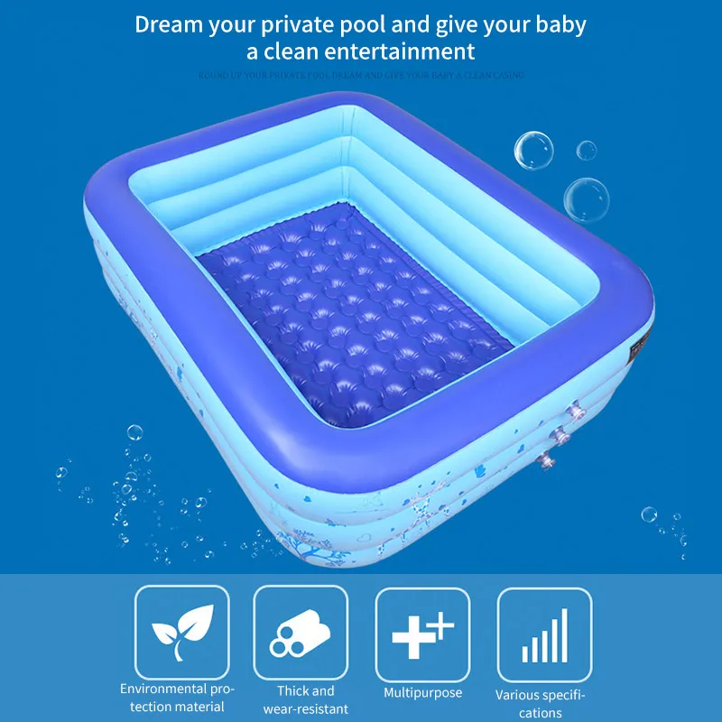 

2020 Hot Kids Inflatable Pool High Quality Children'S Home Use Paddling Pool Large Size Inflatable Square Swimming Pool For Baby