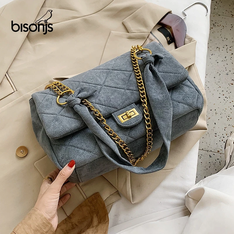 

Сумка через плечо BISONJS из искусственной кожи для женщин 2020, женские зимние трендовые брендовые сумки через плечо, Роскошная ручная сумка на ...
