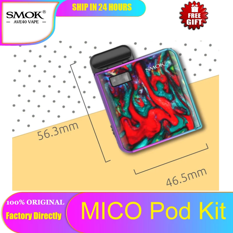 Original Resin Electronic Cigarettes SMOK MICO Pod Kit 700mah Battery 1.7ML Capacity with 0.8ohm Mesh 1.0ohm Coil MTL Vape | Электроника