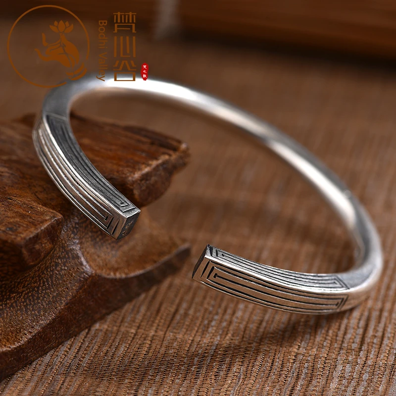 

Bodhi Valley Bracelets For Women999 pure bracelet female opening simple silverware Yunnan handmade bracelet