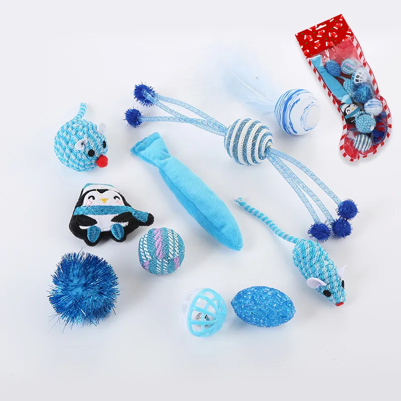 Cat Toy Christmas Socks Plush Padding Built-in Sound Device Elastic Line Mouse Decoration Pet Tool | Дом и сад