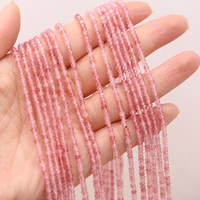 natural strawberry quartz faceted beaded round shape beads for jewelry making diy necklace bracelet accessries 3x2mm