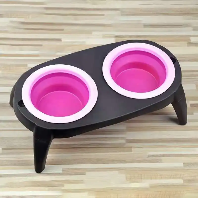

Silicone Double Collapsible Dog Bowl Travel Portable Nontoxic Pets Dog Water Food Bowl Doggy Folding Feeding Drinking