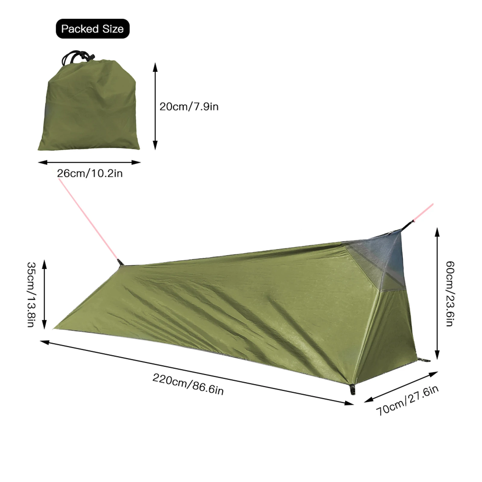 

Ultralight Backpacking Tent Outdoor Camping Sleeping Bag Tent Lightweight Single Person Tent With Mosquit Net A Shape Tent