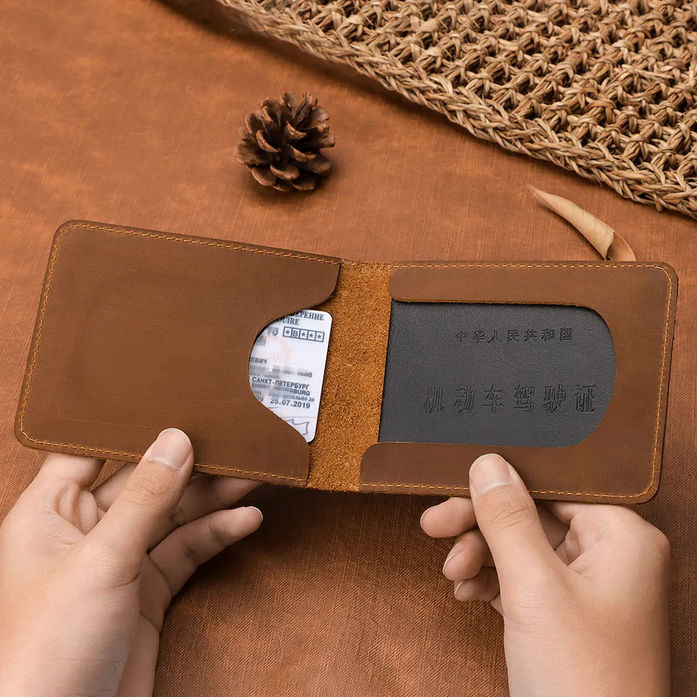 

KAVIS Vintage Auto Driver License Cover Unisex Formal Bag Cow Leather Solid Cover For Car Driving Documents Card Credit Holder