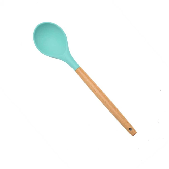 Spoon Mint 1 шт. силиконовая деревянная ложка для супа, лопатка, щетка, скребок, паста, сервер, яичный венчик, кухонные инструменты, кухонные принадлежности, зеленый/черный - Цвет: Spoon Mint