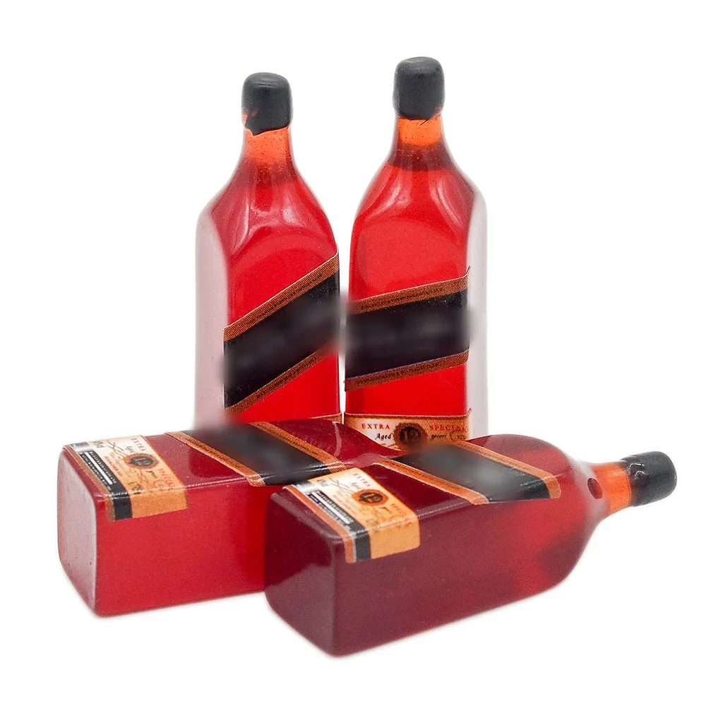 4pcs Wine Bottles Odoria 1:12 3 шт бутылки вина кукольный домик кухня Миниатюрные аксессуары - Цвет: 4pcs Wine Bottles