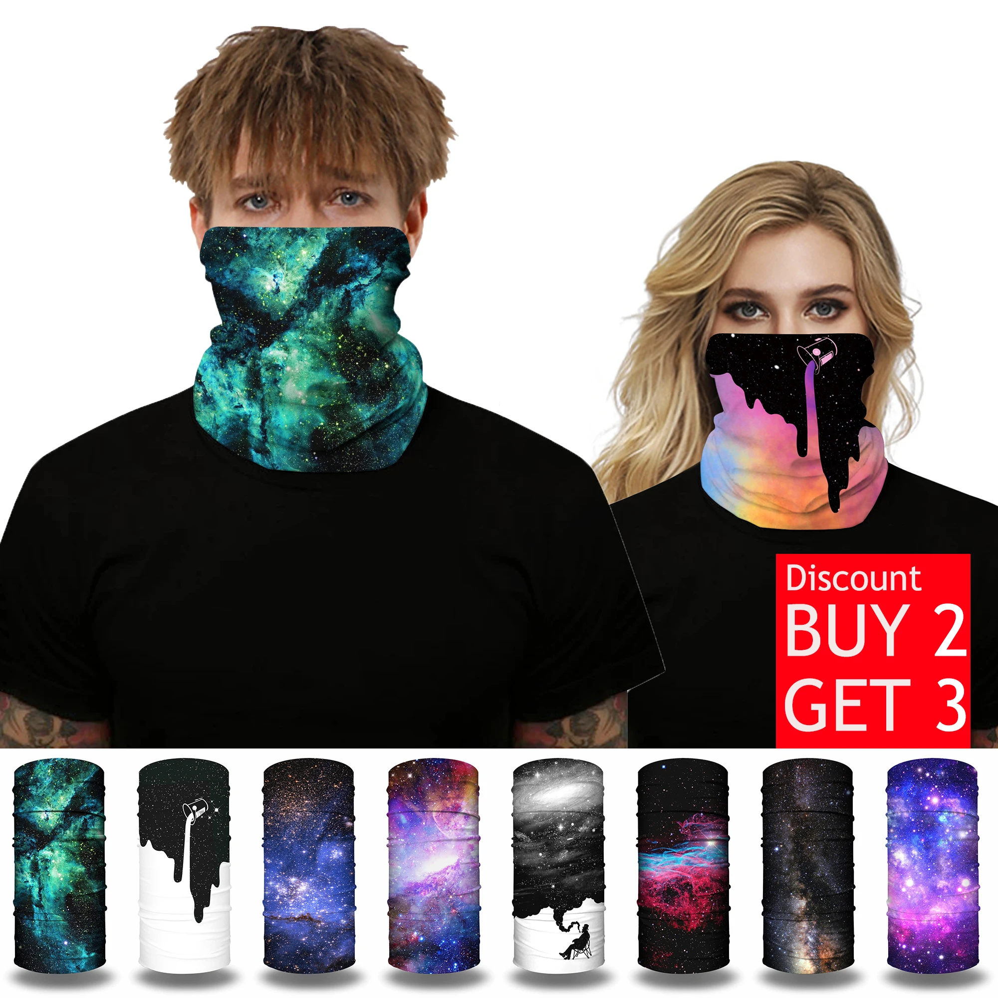 

Windproof Starry Galactic Camping Scarvf Breathable Hiking Heaewear Sport Bandana Neck Cover Wraps Face Mask Cycling Headband