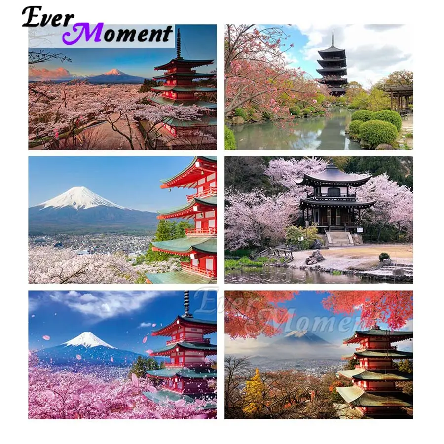 

Ever Moment Diamond Painting Japanese Style Nature Scenery Full Square Resin Drills Modern Wall Art Rhinestones Pictures S2F2637