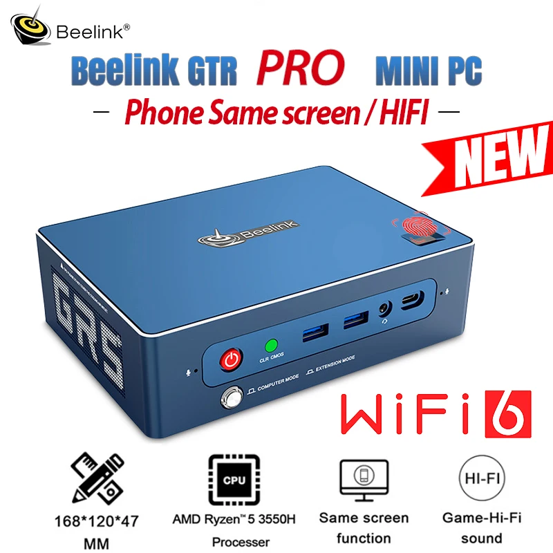 Новый мини ПК Beelink GTR PRO на базе Windows 10 Hi Fi телефона одного экрана компьютера WIFI6