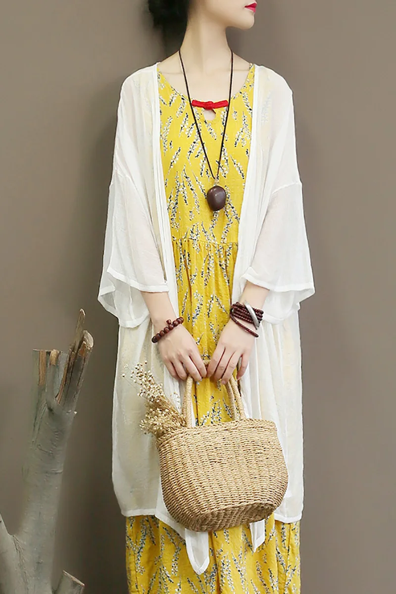 

In summer, a very immortal sun-proof cardigan is loose, large size, super fairy thin silk chiffon, medium and long.