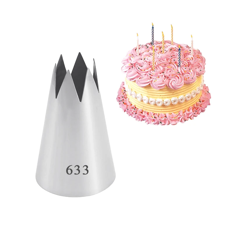 

BCMJHWT Piping Nozzle Cake Decorating Tools Stainless Steel Icing Nozzles Cream Pastry Nozzles Large Size Open Star Tips #633