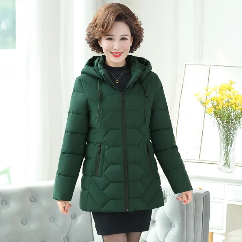 Winter Mother's Down Cotton Coat Women Middle-Aged And Elderly Women's Padded Jacket Mother Thick Coat With Hooded 2021New