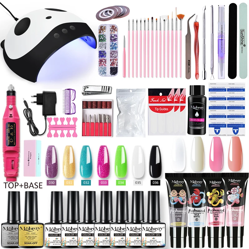 

Nail Set UV Nail Lamp Nail Drying Electric Nail Drill Gel Polish Kit 15ml Quick Building Nail Gel Extension Poly Nail Tools Kit