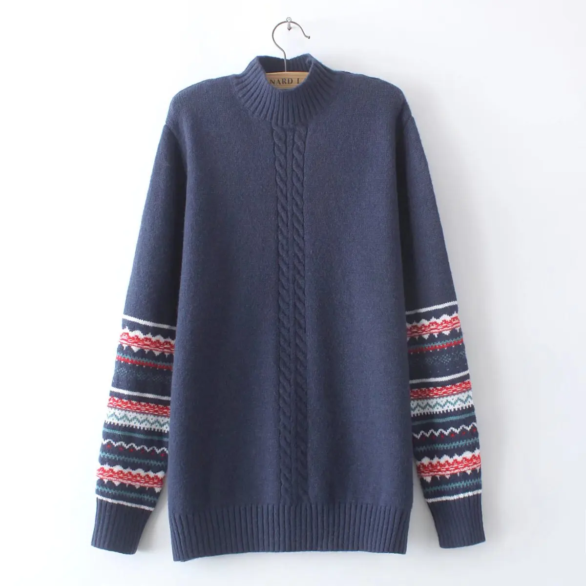 

Women's oversize sweater winter 2021 plus size women clothing Half high collar criss-cross Top female red off white Women jumper