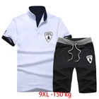 Мужская одежда, спортивный костюм большого размера для мужа, лето 2022, футболка, модный мужской комплект, модный стиль 8XL 9XL, большие размеры, из двух предметов