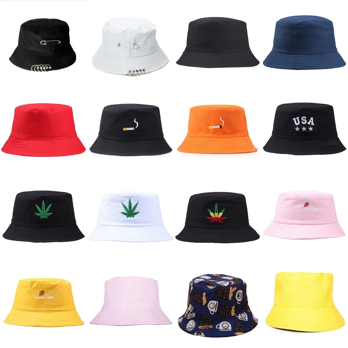 

Men Women Maple Leaf Bucket Hat Hip Hop Fisherman Panama Hats Embroidery Cotton Outdoor Summer Casual Swag Bob Visor Bucket Cap