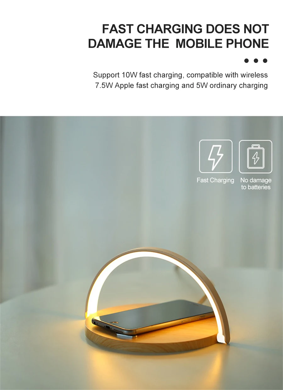 

Настольная лампа для быстрой беспроводной зарядки 10 Вт Qi для iPhone X XR XS