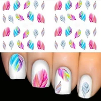 5pcs nail art dreams feather water transfer stickers manicure tips decals deco diy full wrap slider accesso