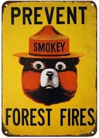 forest metal warning sign decoration prevent smokey forest fires household retor decorative metal tin plate 8x12 or 12x16 inches