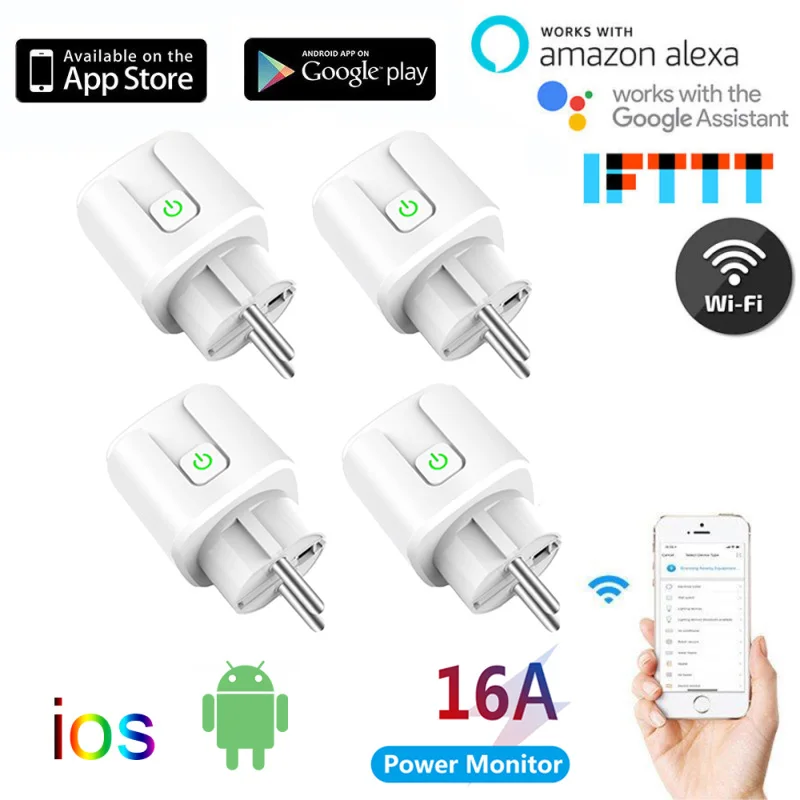 

Tuya WiFi Smart Plug EU Adaptor Voice Control Power Energy Monitor Outlet Timer Socket For Alexa Google Home Tuya Smartlife App