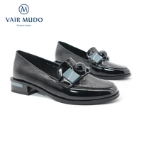 vair mudo ankle pumps shoes women basic casual round toe low heels office career spring autumn patent leather female d46 c