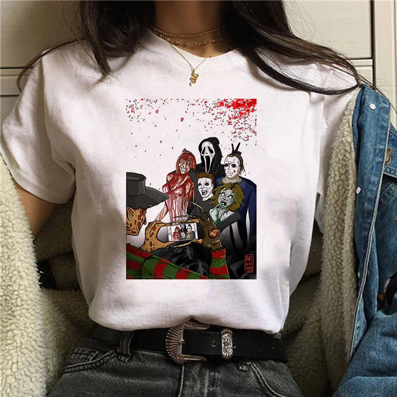Camiseta женская рубашка Pennywise Майкл Майерс Джейсон вурхи Хэллоуин Женская футболка