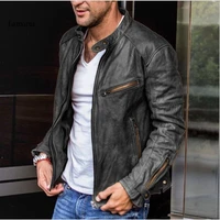 spring autumn mens casual pu punk leather jacket coat men vintage motorcycle leather jacket black brown wine red tops outwear