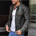 Мужская повседневная куртка из искусственной кожи, винтажная мотоциклетная кожаная куртка в стиле панк, черная коричневая винно-красная верхняя одежда, весна-осень
