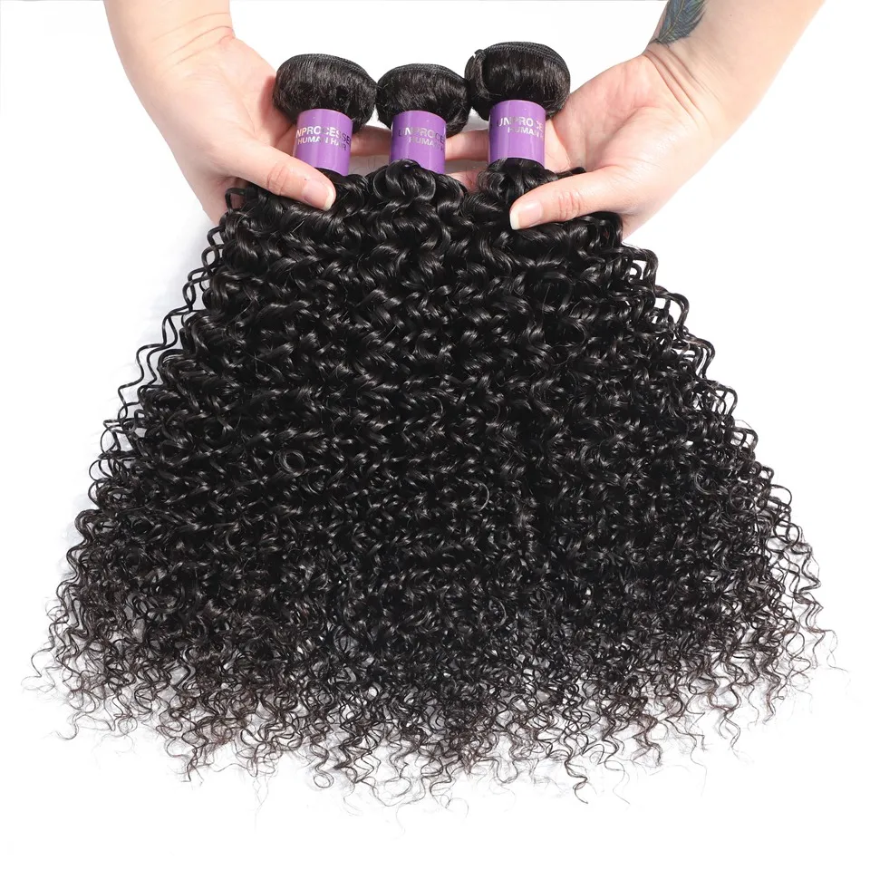 Ales волосы Малазийские Вьющиеся пучки с закрытием 100% человеческие плетение 3