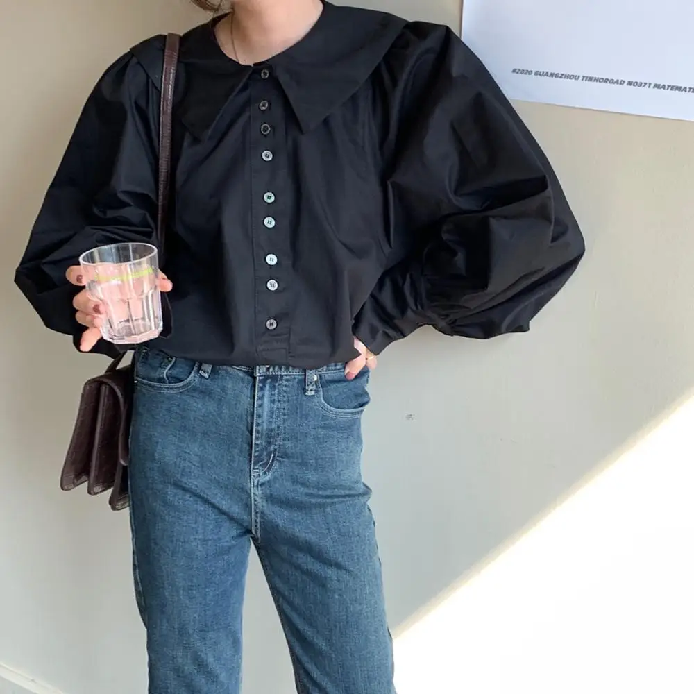 Блузка Alien Kitty Женская с длинными рукавами-фонариками однотонная удобная