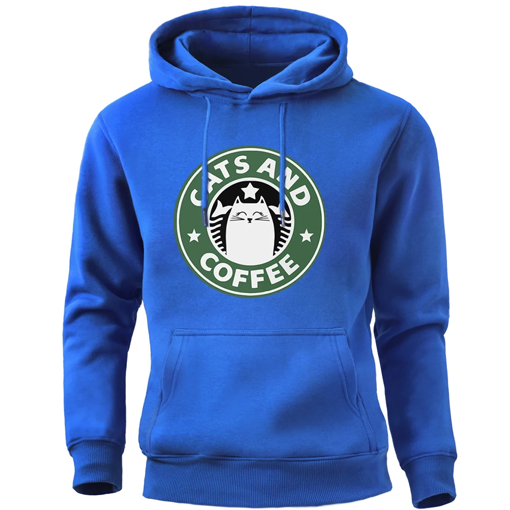 

Hooded Hoodie Streetwear Cats And Coffee Men's Hoodies Crewneck Sweatshirts Pullovers Tracksuit Brand Hip Hop Autumn Winter Tops