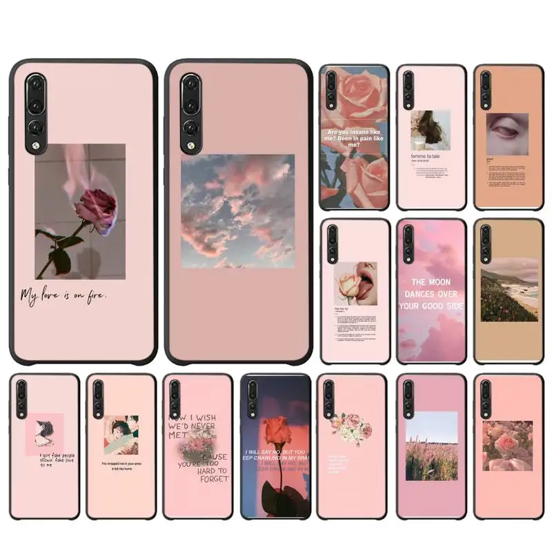 

Pink Aesthetics songs lyrics Aesthetic Phone Case For Huawei P20 lite P40 lite mate 10 20 lite P20 pro P smart Y7 P30 lite case