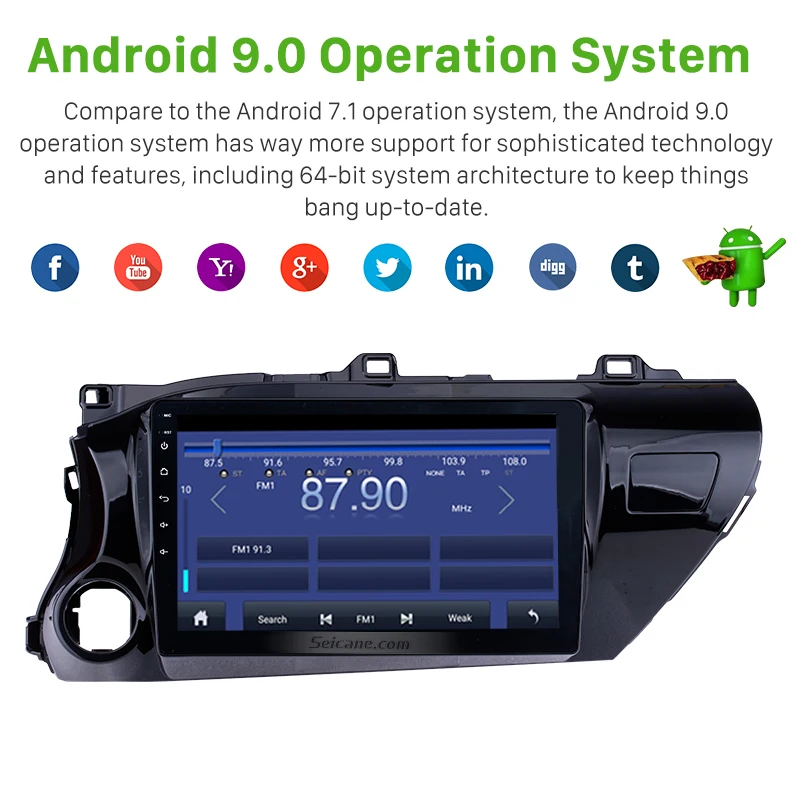 Seicane Android 9 0 GPS навигация автомобильное радио 10 1 &quotдля TOYOTA HILUX 2016 2017 2018