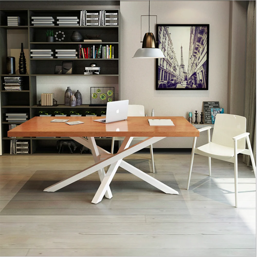 Nordic solid wood office conference table simple long work computer wrought iron skeleton can be customized |
