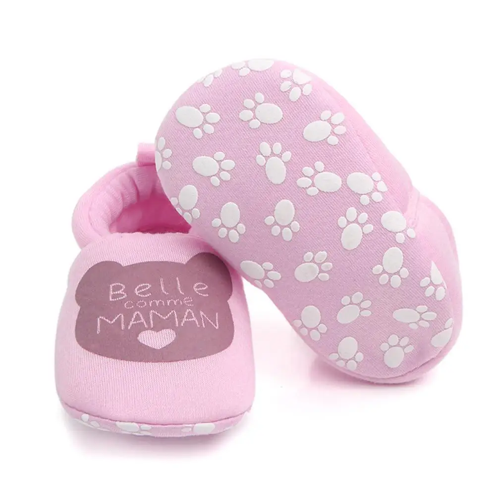 

Baby Toddler Shoes Bear Letter Printing Dispensed Glue Non-slip Soft Sole Baby First Walker Shoe Winter Baby Warm Cotton Shoes