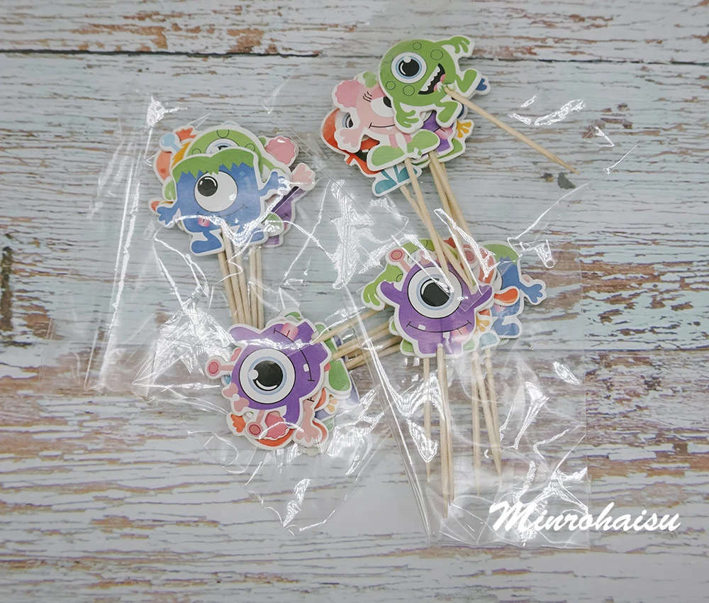 24 шт./компл. милые животные Монстры кекс Decorations для украшения торта День рождения