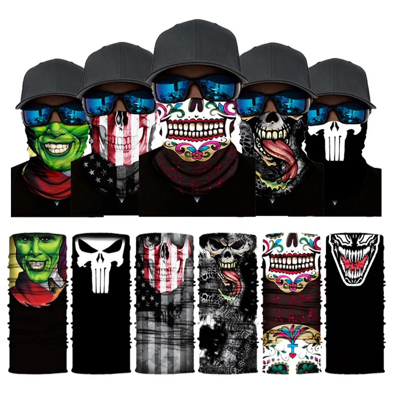 

3D Seamless Neck Cycling Horror Demon Vampire Skull Facemask Mask Headband Headwear Headscarf Bicycle Zombie Scarf Bandanas