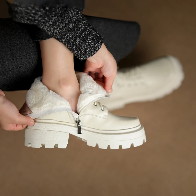 Женские ботильоны с заклепками и шерстью Сезон осень-зима Теплые ботинки из