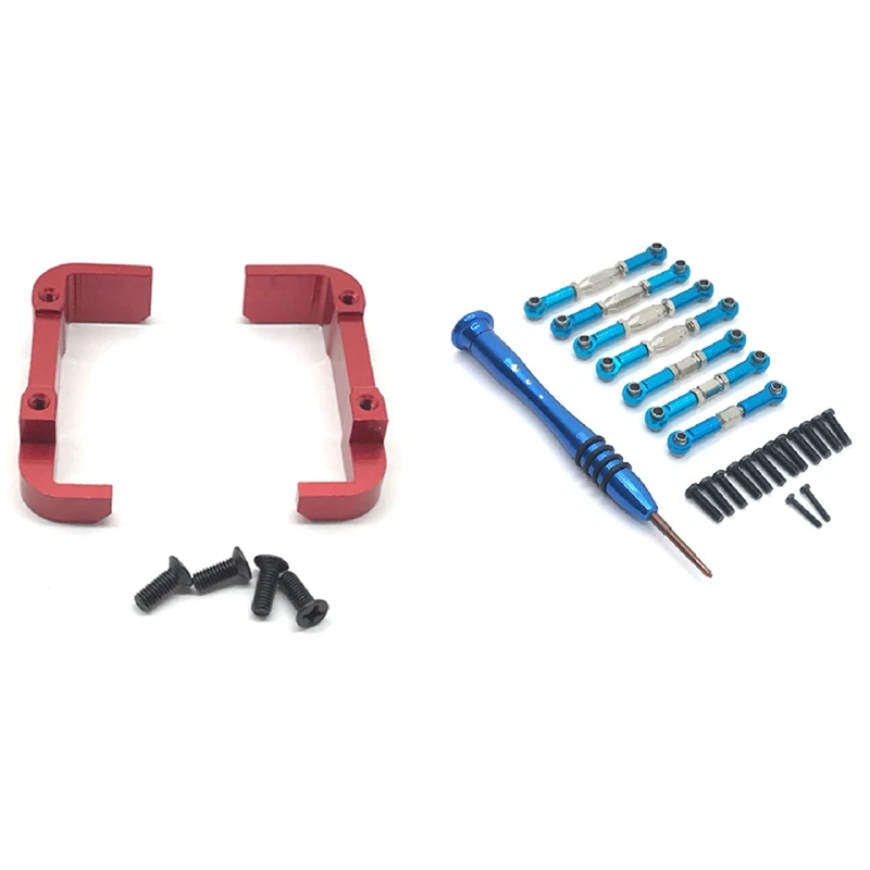

RC Car Battery Baffle Mount Base Replacement Accessories With Metal Linkage Servo Pull Rod Steering Tie Rod Set