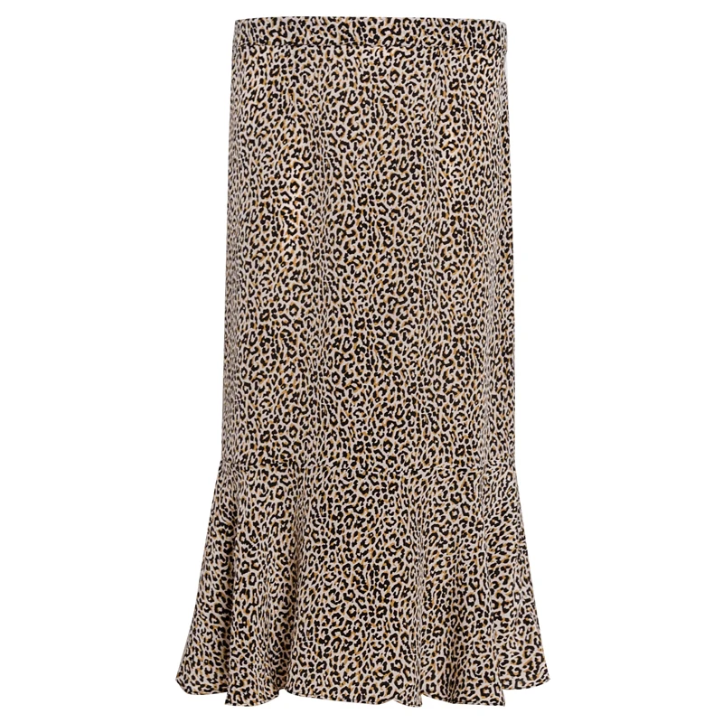 Leopard Женская шелковая юбка, натуральный шелк, креп, OL, Леопардовый принт, Русалка, юбки, высокая талия, длинная юбка, весна лето, Новинка - Цвет: Leopard