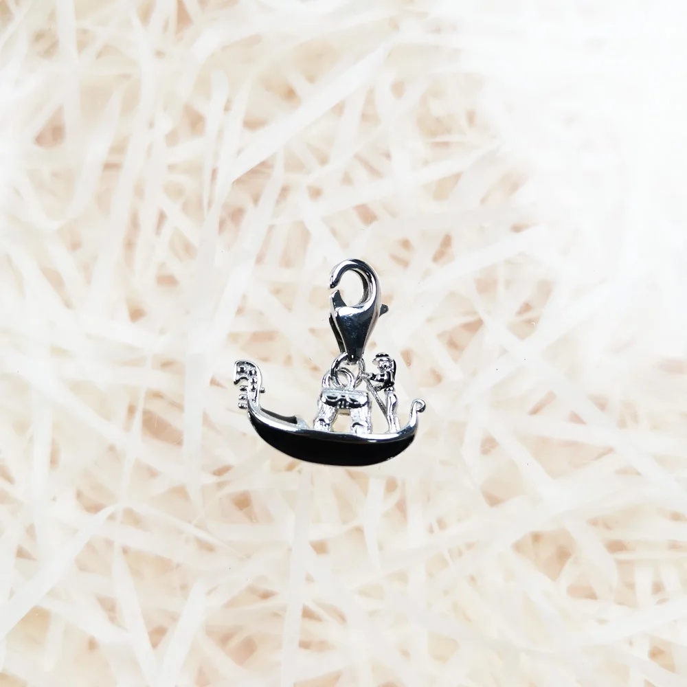 Подвеска в виде венецианской гондолы из серебра 925 пробы подходит для браслета