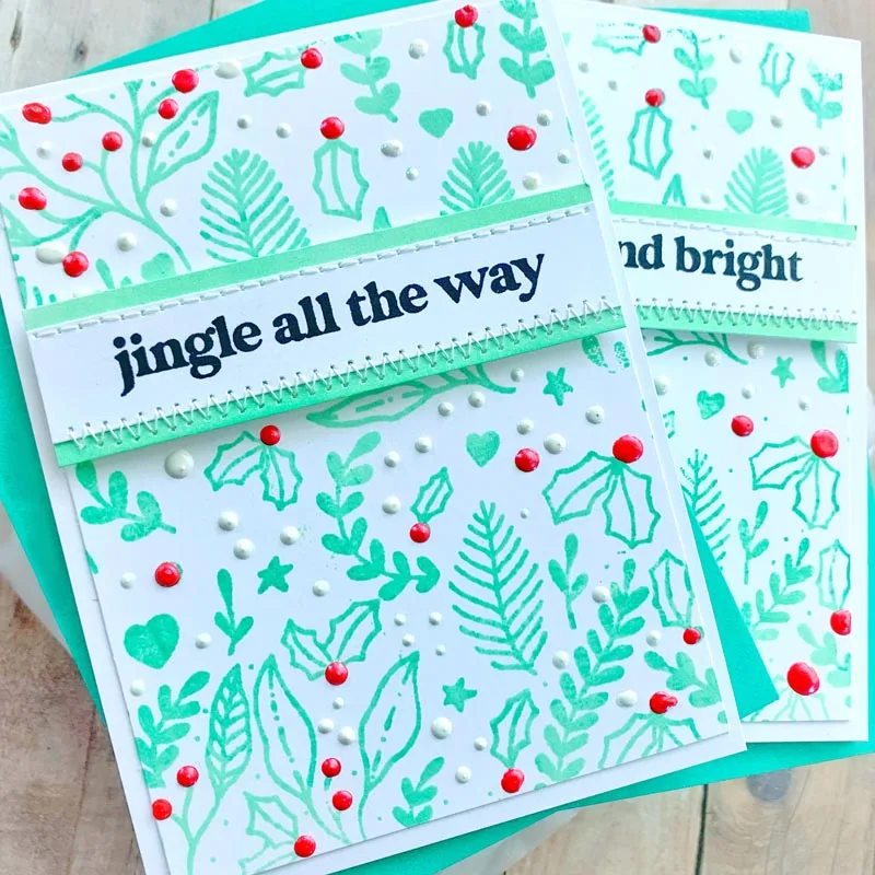 Slimline Рождественская листва деревья прозрачные марки милый карточный рецепт