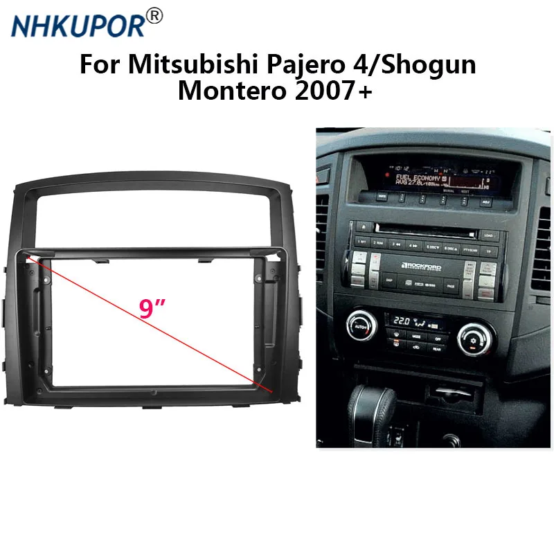 Tablero de Radio para coche, Panel de montaje de bisel, placa frontal, 9 pulgadas, 2 Din, para Mitsubishi Pajero 4/Shogun/Montero 2007