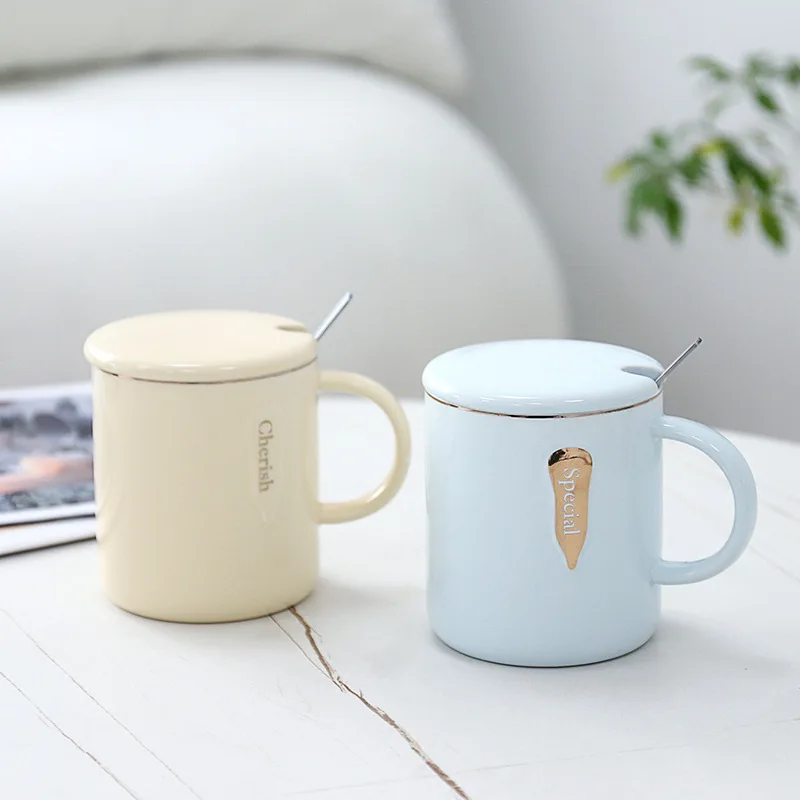 Творческий цветной глазури кружка с крышкой керамическая любовники чашка цветок